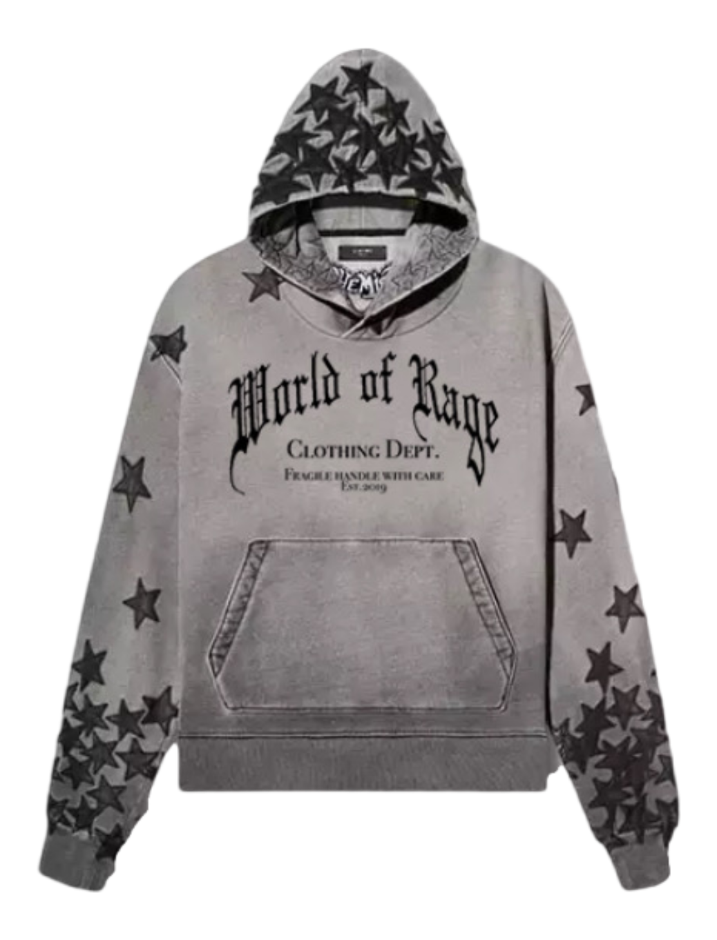 World of rage leather star hoodie